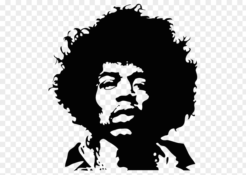 Painting Jimi Hendrix Black And White Portrait Stencil Guitarist PNG