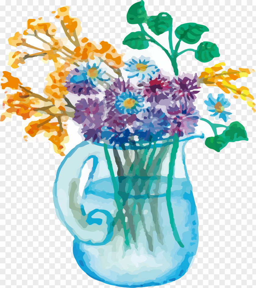 Watercolor Painted Glass Vase Painting PNG