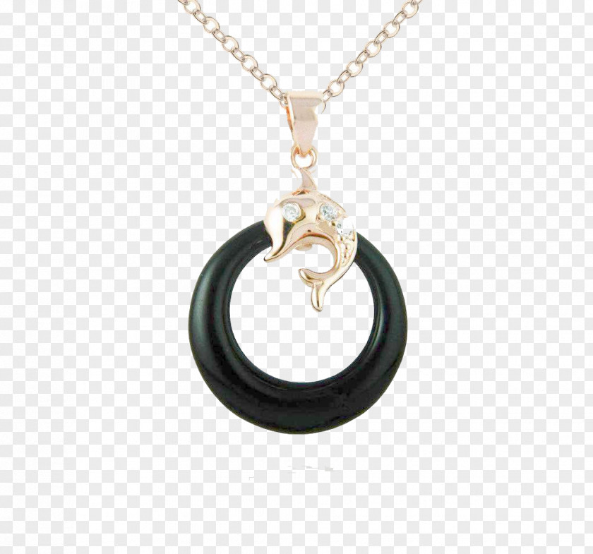 Black Necklace Pendant Dolphin PNG