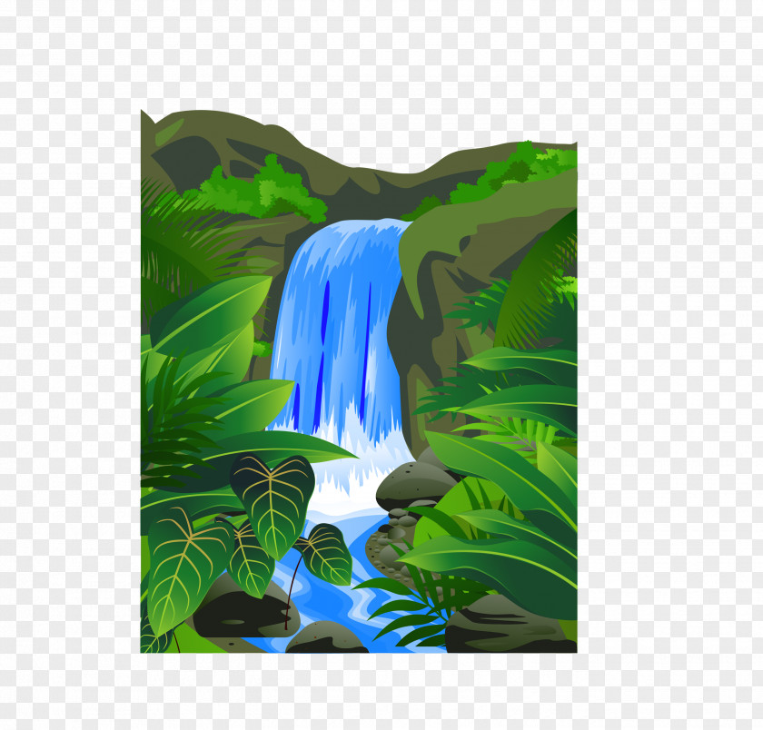 Jungle Waterfall Cartoon Can Stock Photo Animation Photography PNG