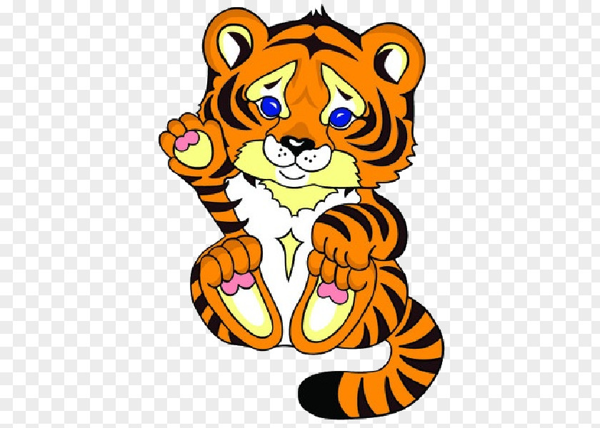Funny Animals Tiger Cubs Cartoon Clip Art PNG
