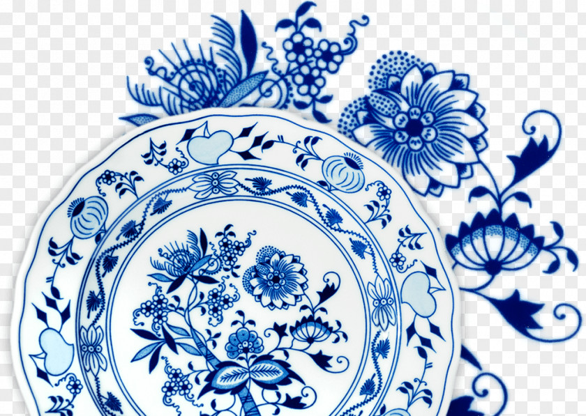 Plate Blue Onion Porcelain カールスバード Ceramic PNG