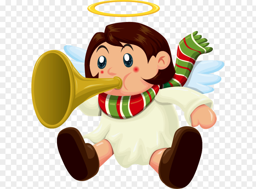 Cute Cartoon Angel Trumpet Pattern Santa Claus Christmas PNG