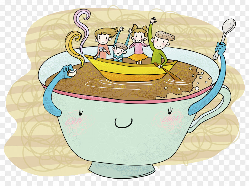 A Rowing Child Cartoon Illustration PNG