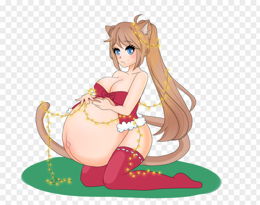 Animated Pregnant Lady Christmas Day Art Cat Decoration PNG