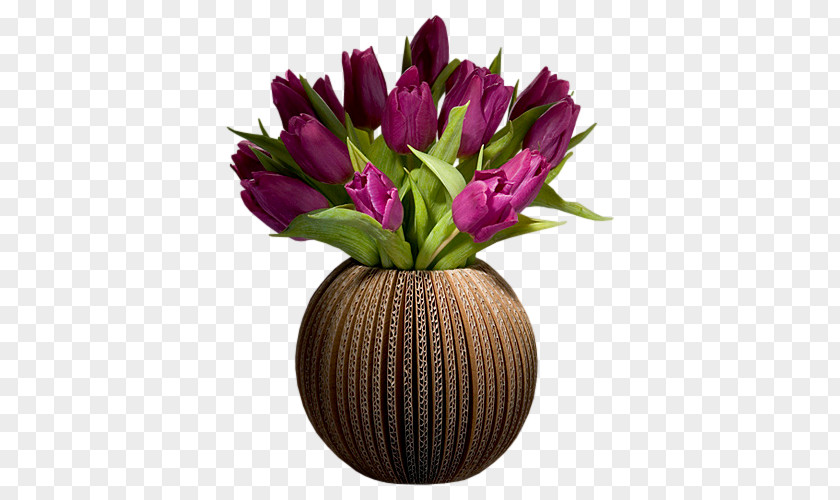 Physical Tulips Paper Vase Flower Decorative Arts PNG