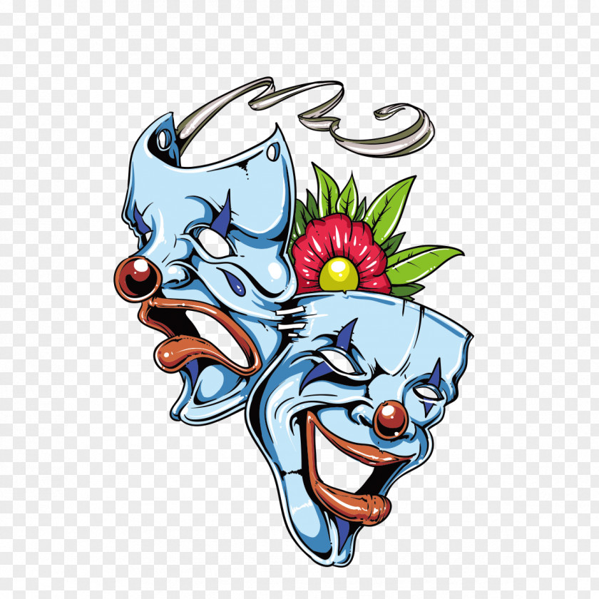 Hand-painted Mask Of Terror Tattoo Theatre Decal PNG