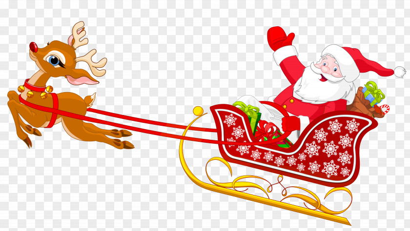 Harness Reindeer Cliparts Santa Claus Sled Clip Art PNG