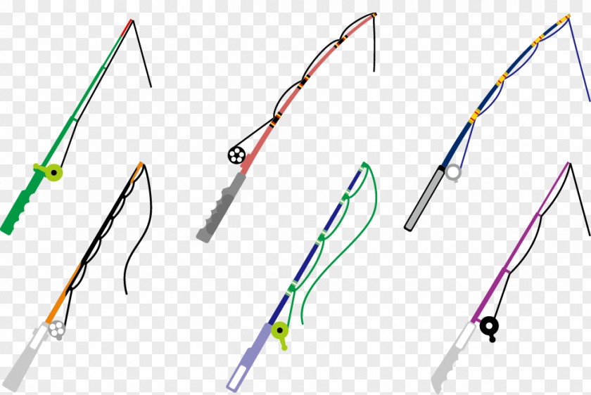 Vector Fishing Line Rod Fish Hook Tackle PNG