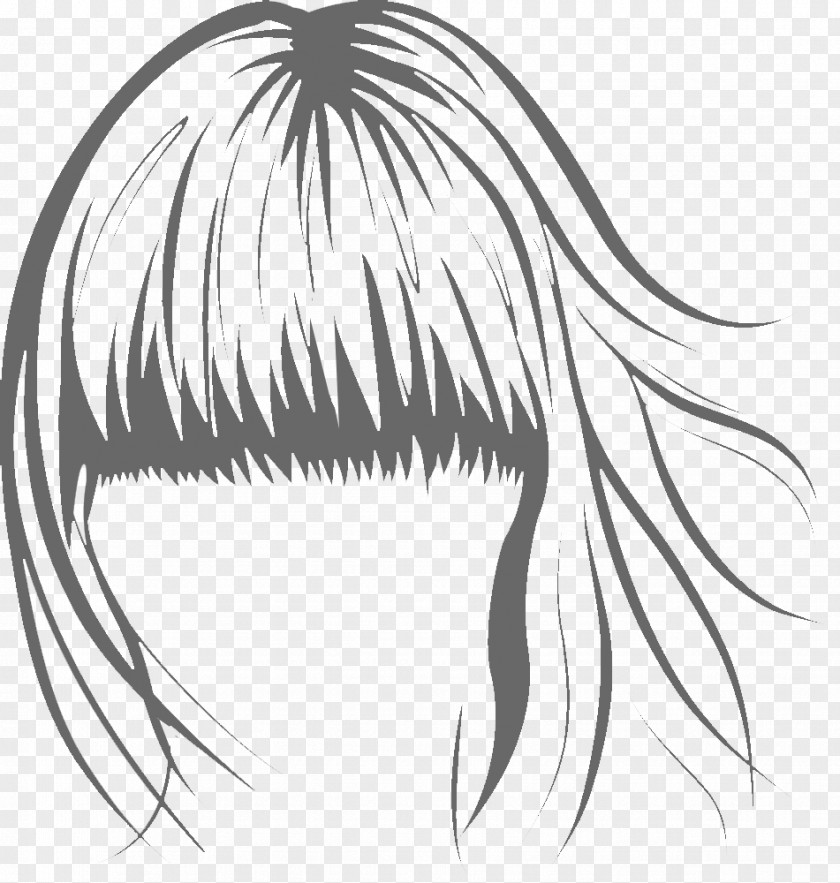 Hand-painted Bangs Long Hair Lady Modeling Face Royalty-free Illustration PNG