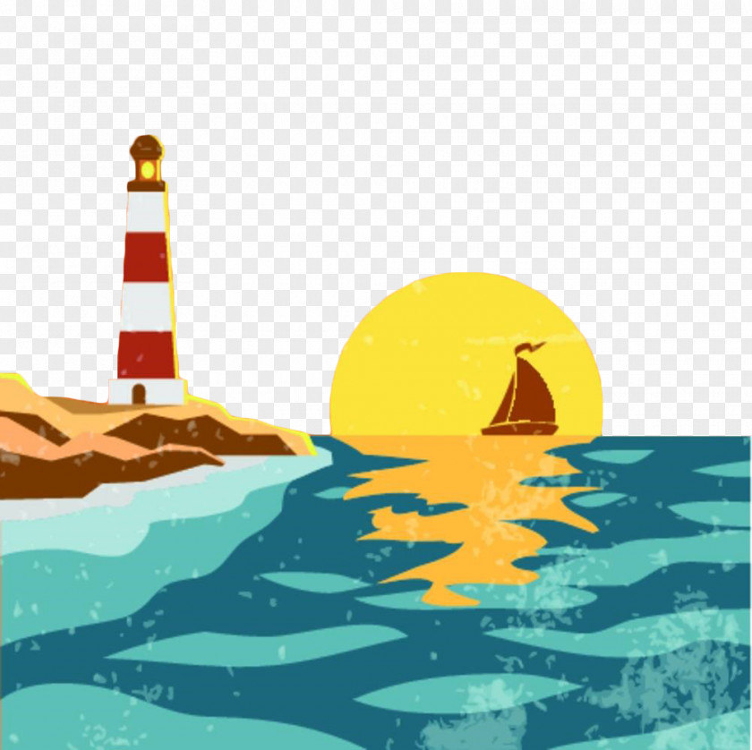 Hand Painted Sunshine Water Reflection Royalty-free Drawing Illustration PNG