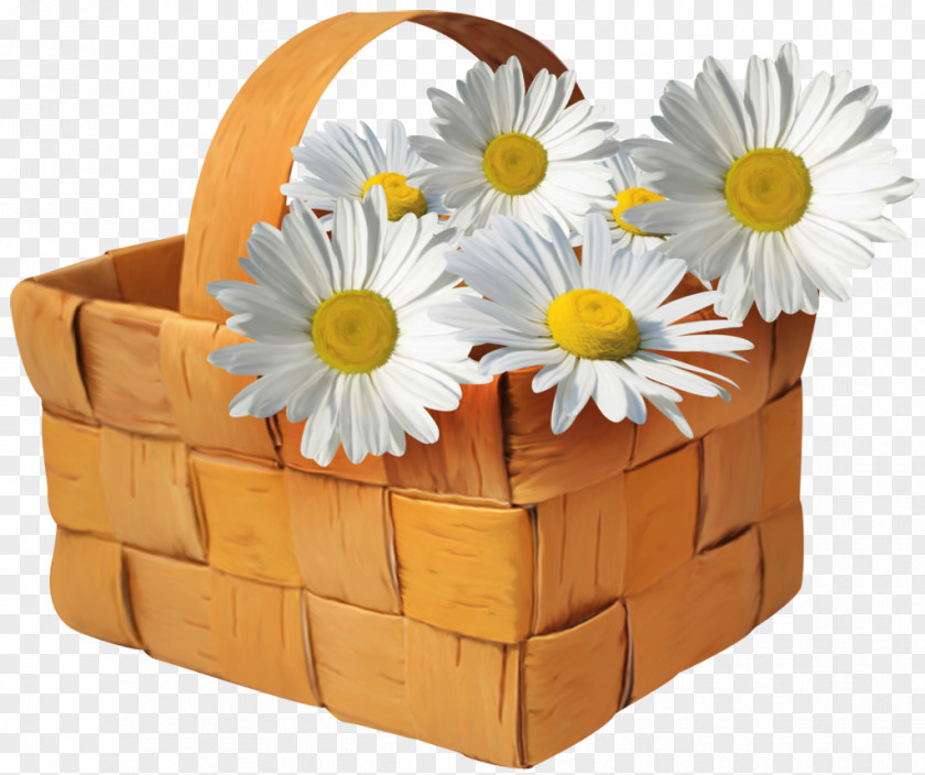 Large Transparent Basket With Daisies Clipart Clip Art PNG