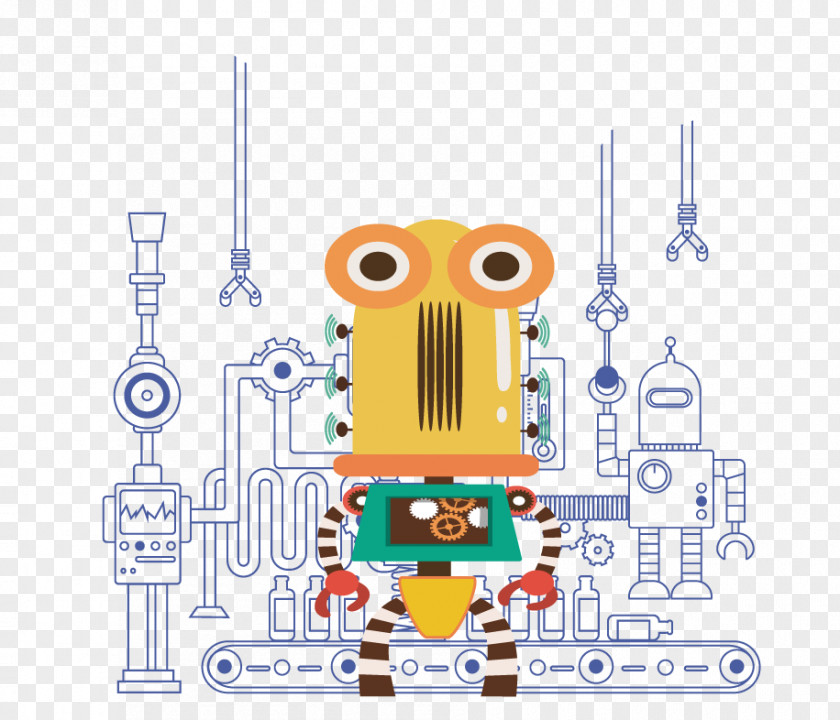 Vector Cute Robot Flat Design PNG