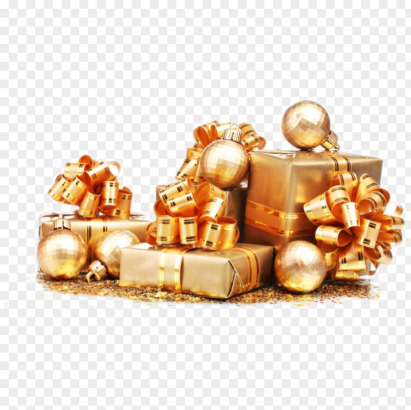 Gold Christmas Gifts Santa Claus Gift Ornament PNG