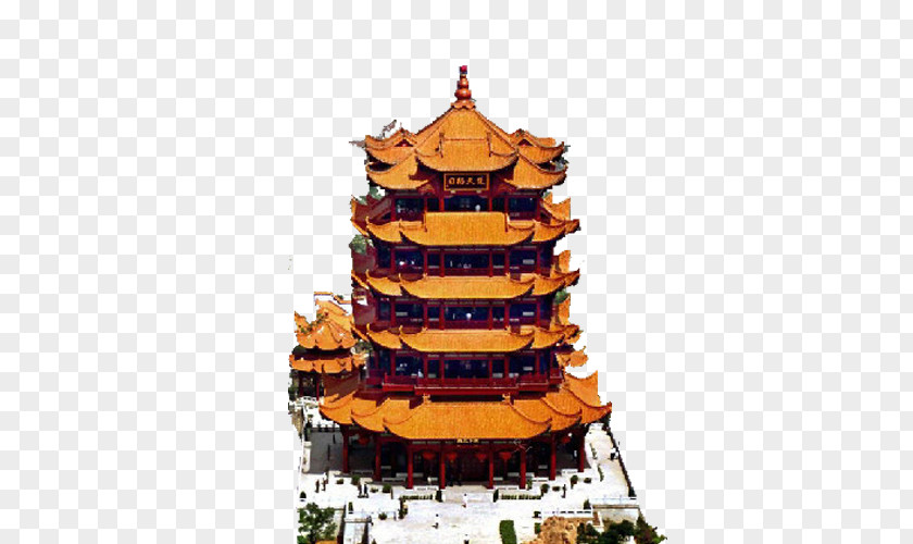 Yellow Crane Tower Top View Chinese Architecture PNG