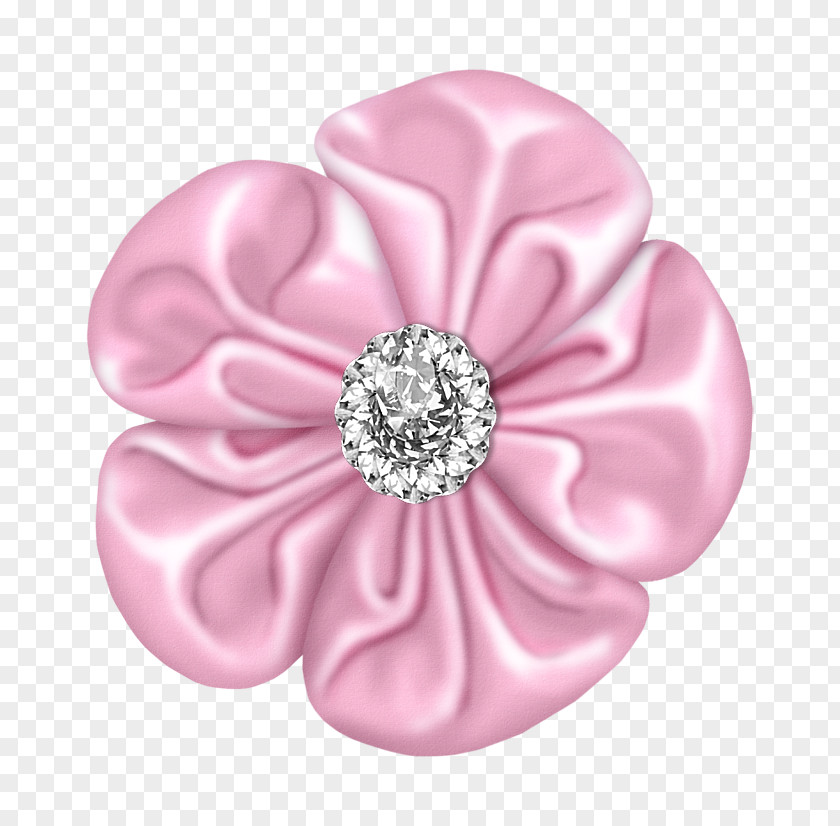 Light Pink Flower Bow With Diamond Clip Art PNG