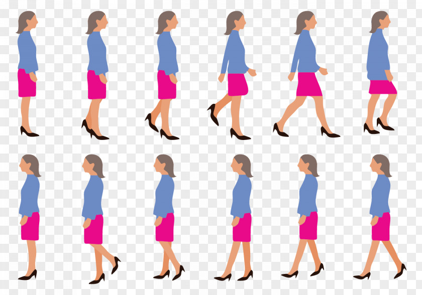 Steps Walk Cycle Walking Woman PNG