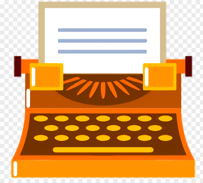 Typewriter Office Equipment Yellow Background PNG