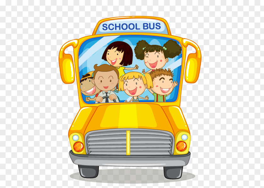 Cartoon School Bus Yellow Illustration PNG
