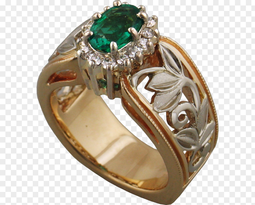 Filigree Ring Emerald Gemstone Jewellery Goldsmith PNG