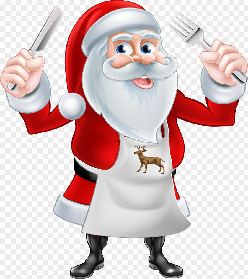 Vector Santa Claus Christmas Pudding Turkey Chef PNG