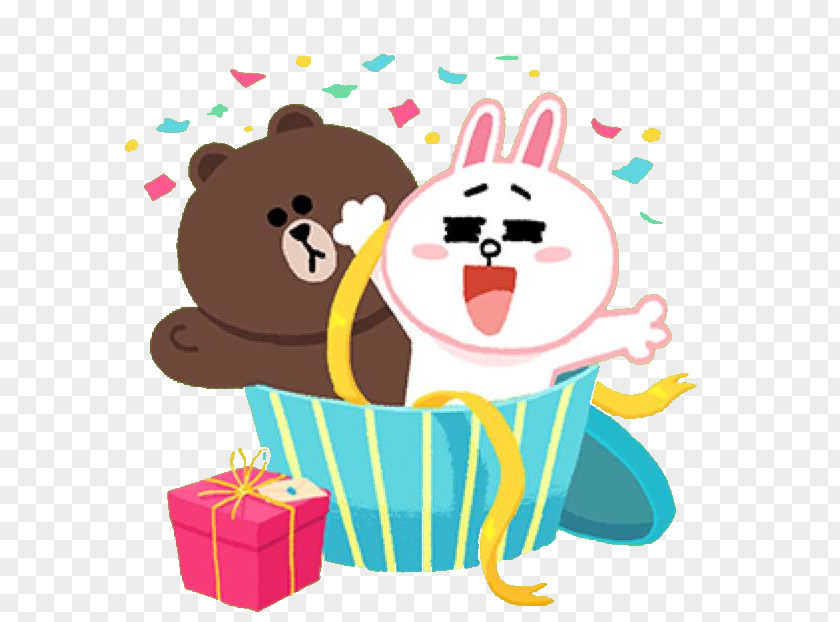 Line Sticker Friends Bear New Year Card PNG