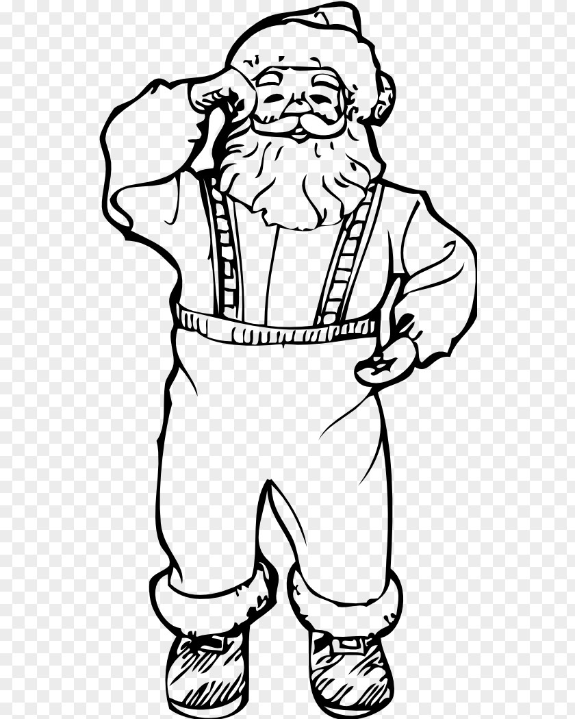 Free Black And White Christmas Clipart Santa Claus Reindeer Clip Art PNG