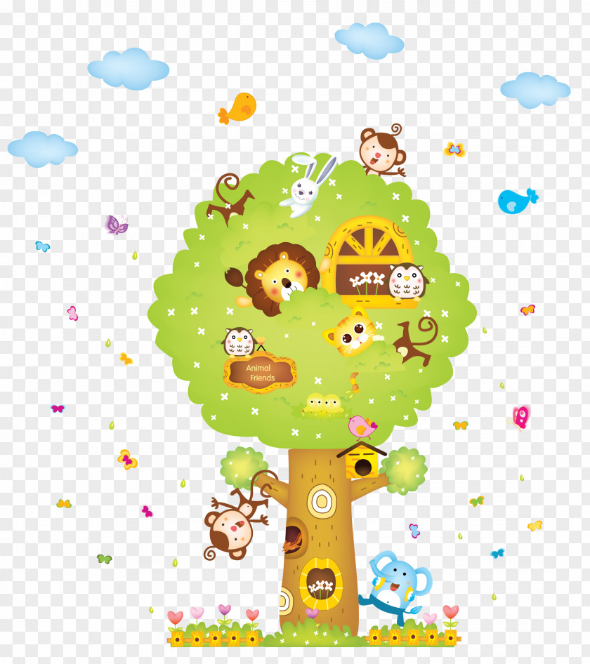 Monkey Background Wall Decal Sticker Children's Room Tree Nursery PNG