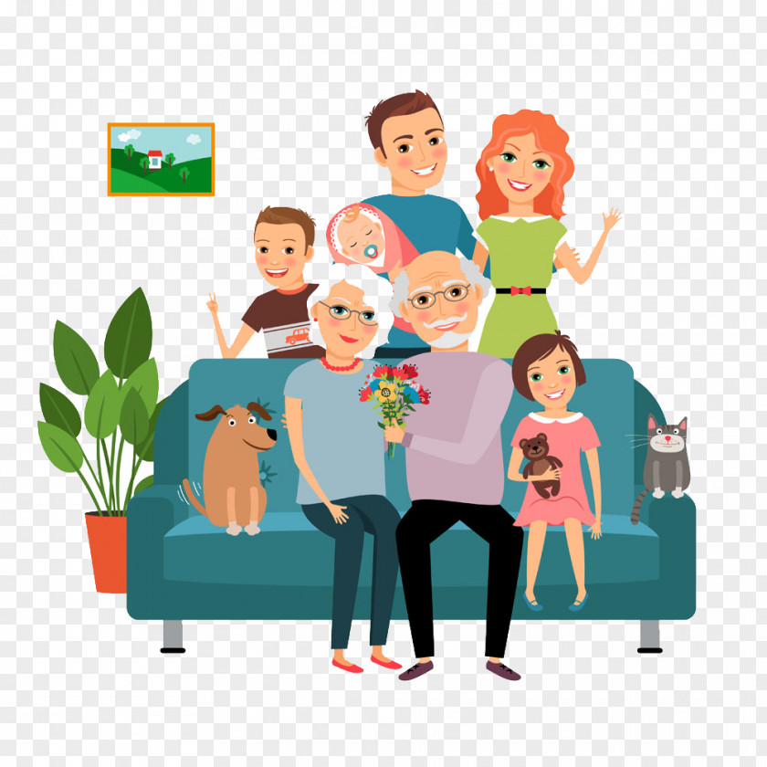 Family Portrait On The Couch Father Illustration PNG