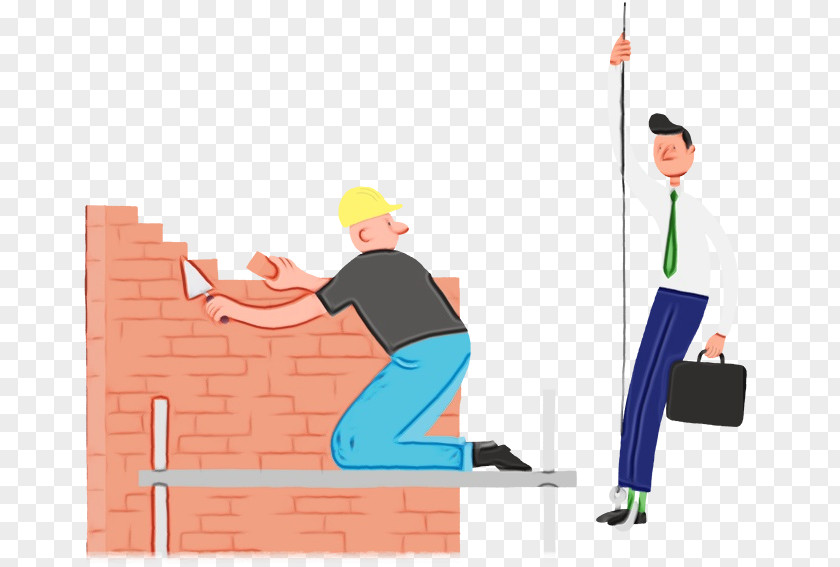 Bricklayer Paint Roller Watercolor Cartoon PNG