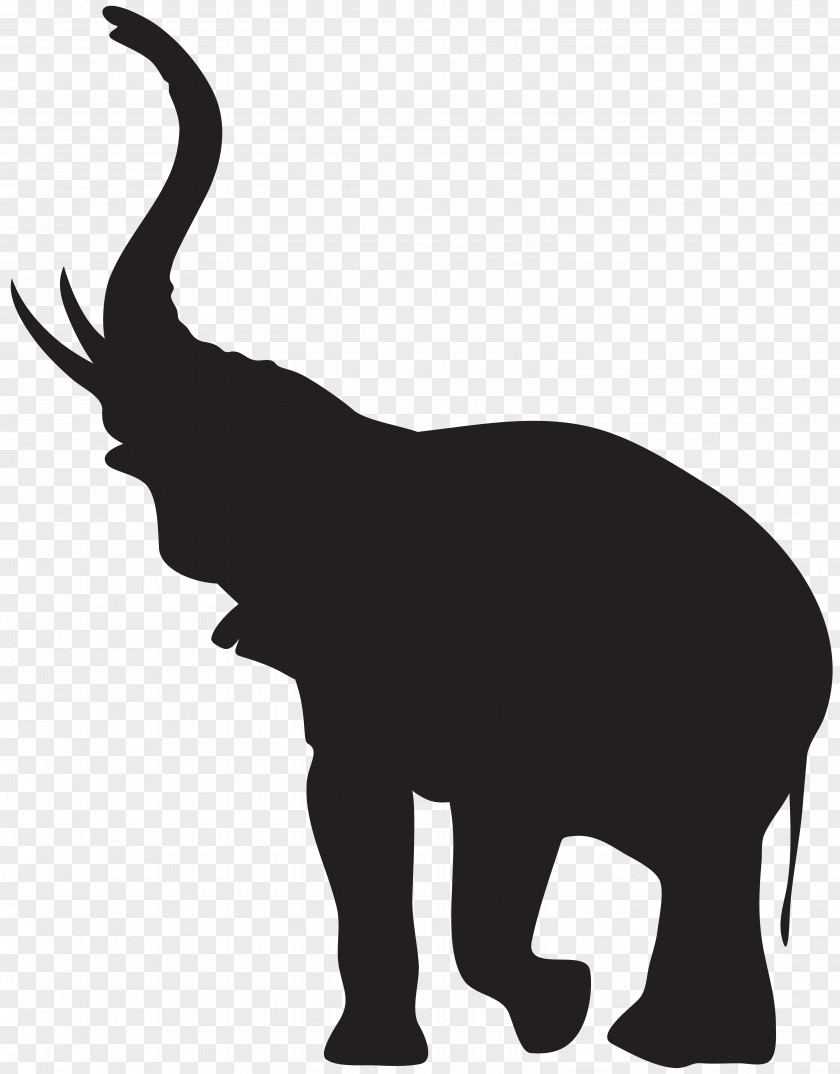 Elephant With Trunk Raised Silhouette Clip Art African Indian PNG