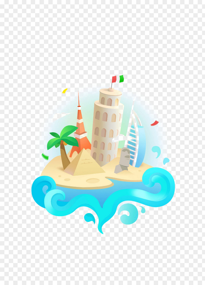 Cartoon Sea Rise Nanjing User Interface Design Illustration PNG