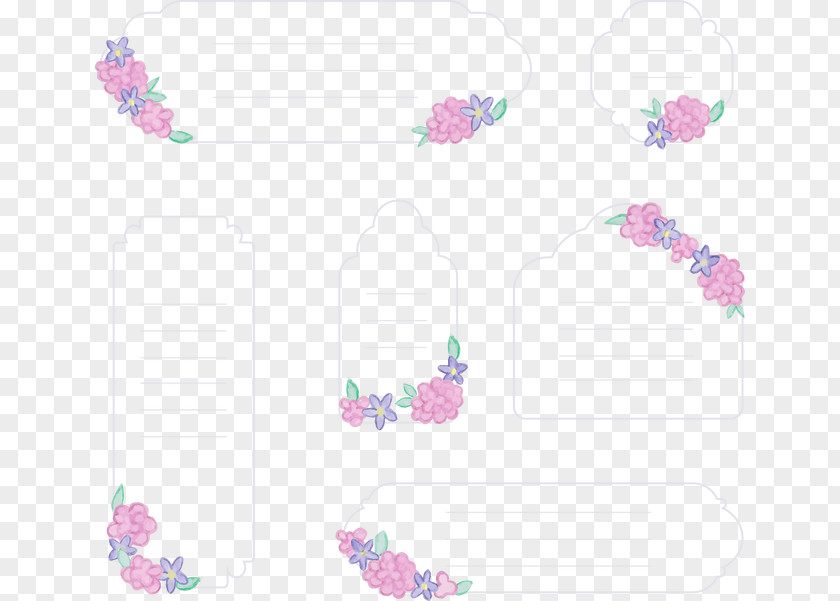 Vintage Hand-painted Flowers Border PNG