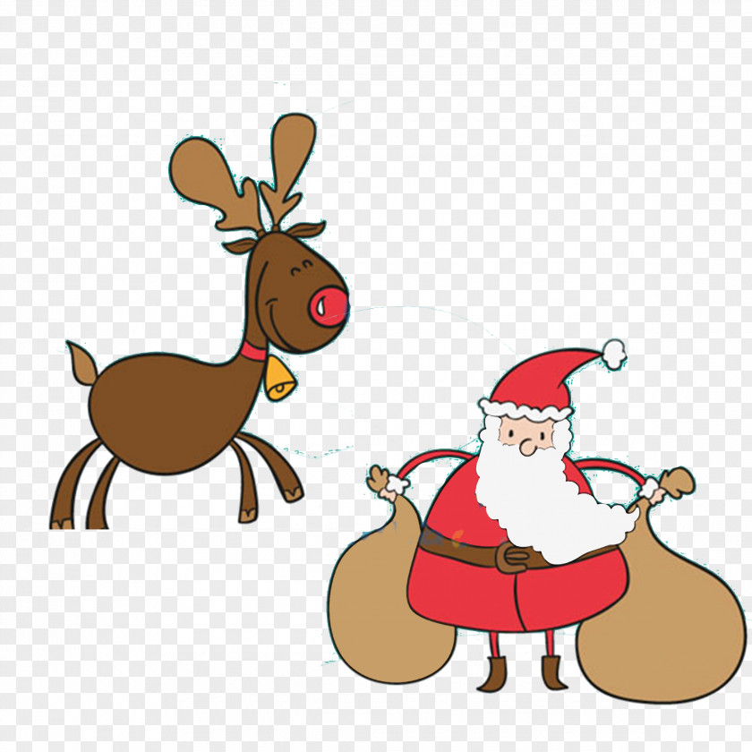 Santa Claus And Her Deer Cartoon Pxe8re Davids PNG