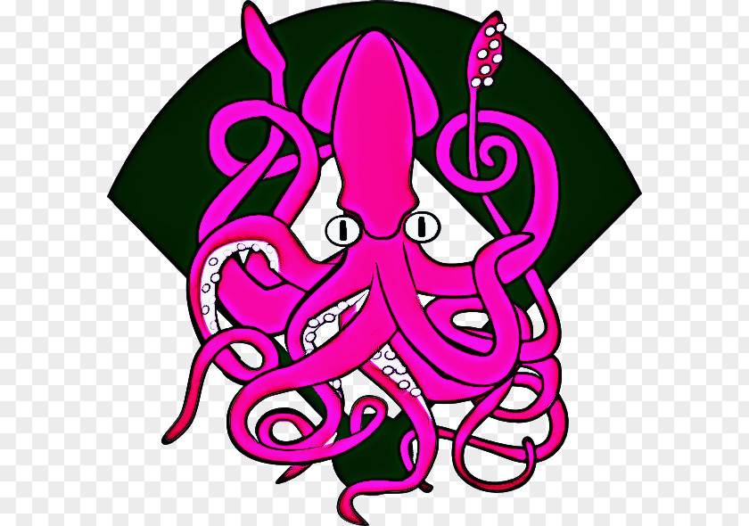 Sticker Line Art Octopus Cartoon PNG