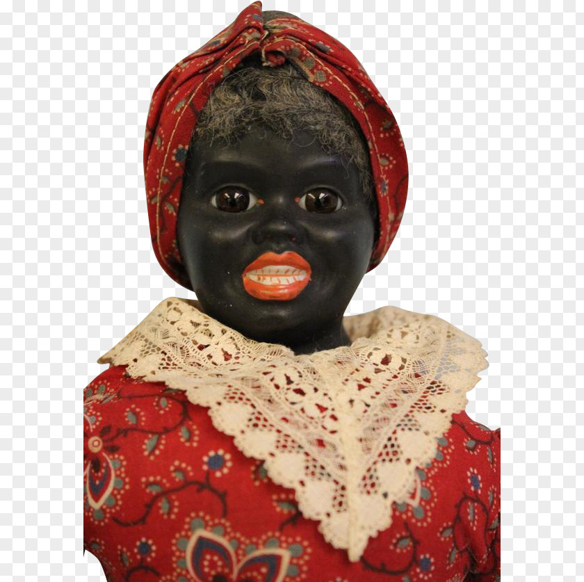 Antique Doll Mammy Archetype Black Bisque Kerchief PNG