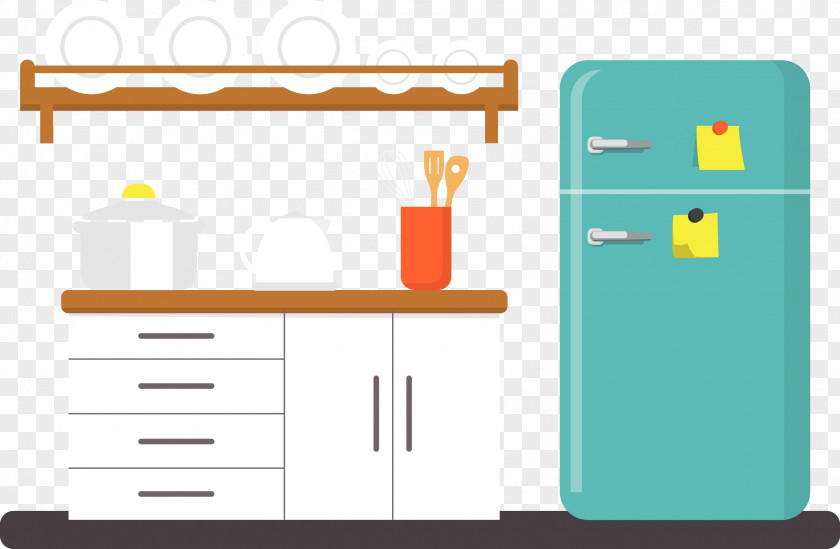 Vector Illustration Kitchen Furniture Refrigerator PNG