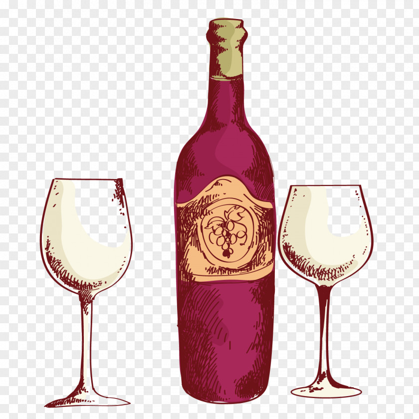 Hand-painted Wine Red White Dessert Cocktail PNG