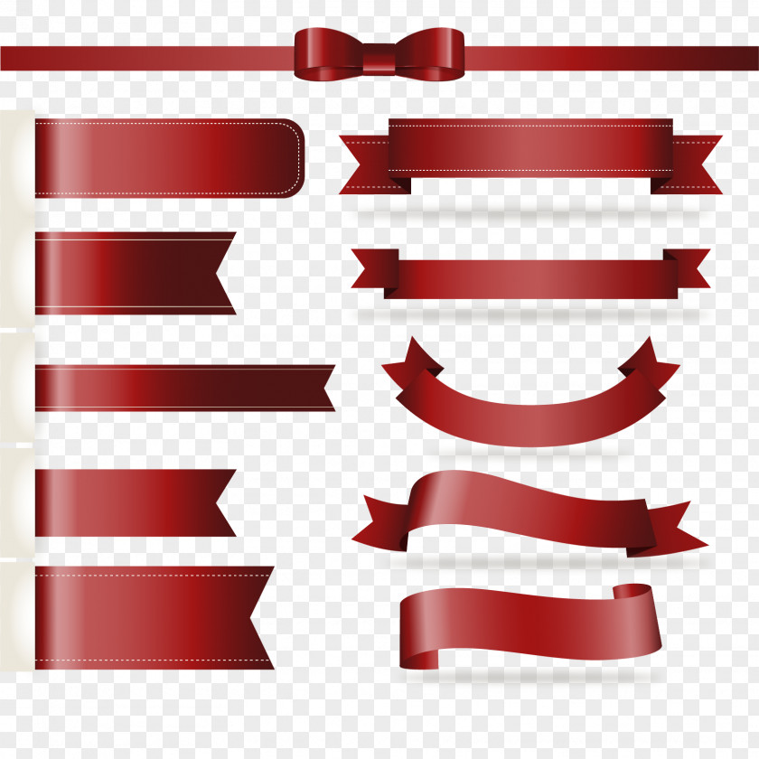 Shading Border Ribbon Design Paper Red PNG