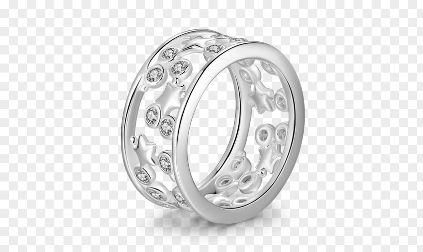 Stars In The Sky Wedding Ring Silver Material PNG