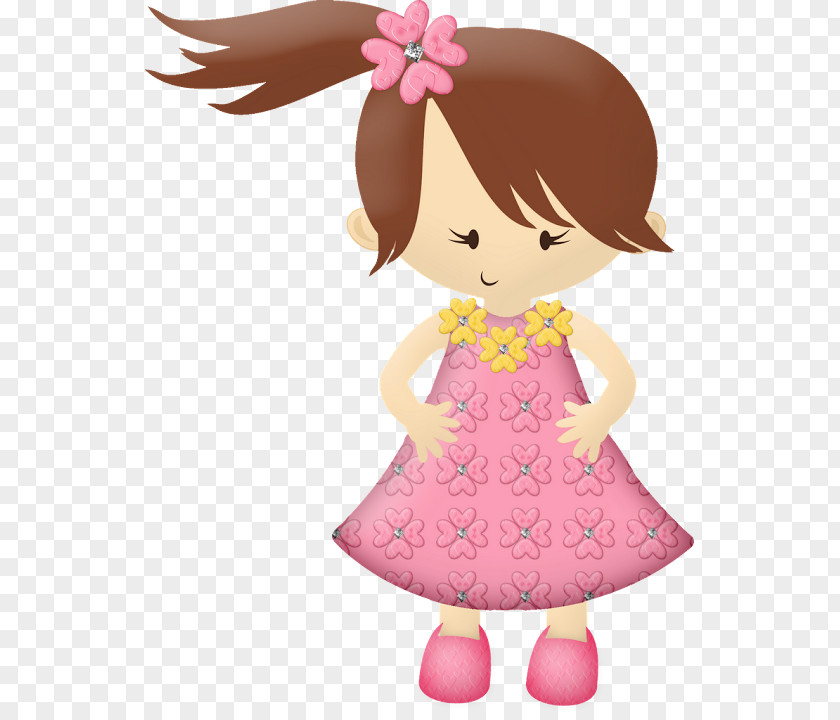 Brown Hair Toy Cartoon Pink Doll Clip Art PNG