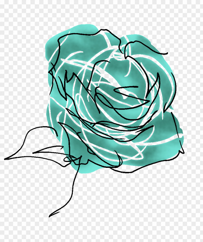 Mint Blue Rose Beach Flower Watercolor Painting PNG