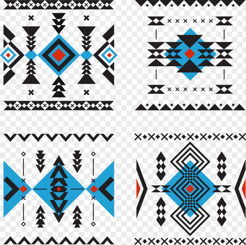 4 Square National Wind Pattern Vector Two Consecutive Geometry Motif Ornament Clip Art PNG