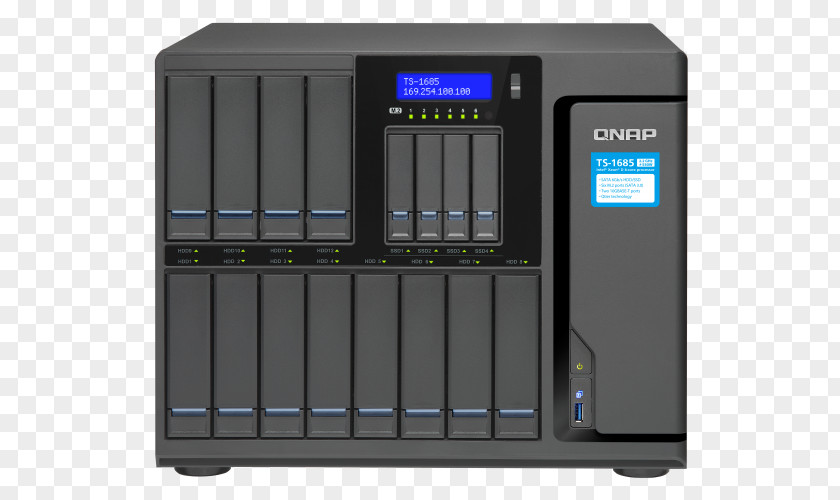 High-capacity 16-Bay Xeon D Super NAS QNAP TS-1685-D Network Storage Systems TVS-682T-I3-8G/ 6 Bay Systems, Inc. Hard Drives PNG