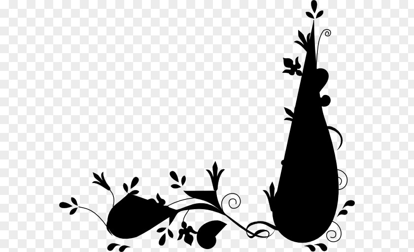 M Illustration Clip Art Leaf Flower Black & White PNG