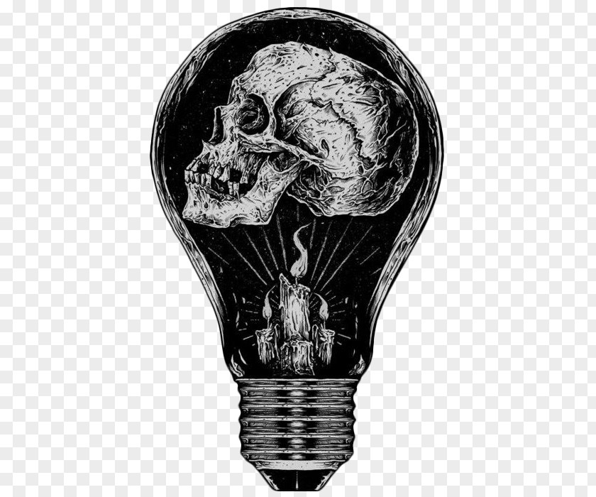 Dark Skull Incandescent Light Bulb Drawing Calavera PNG