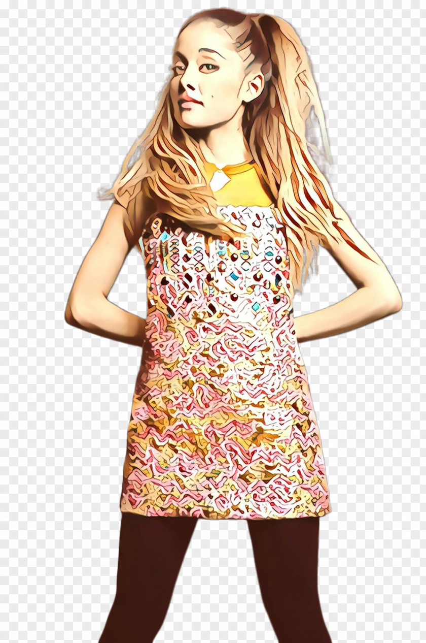 Day Dress Neck Clothing Fashion Model Yellow Pink PNG