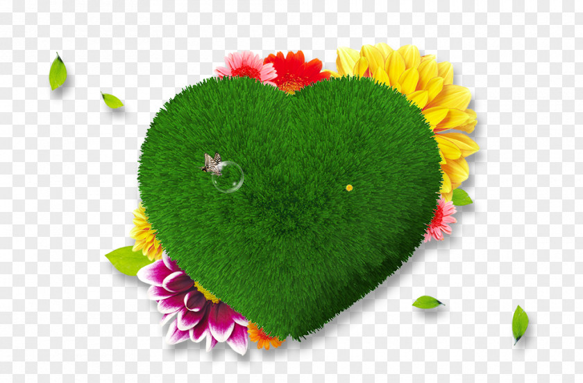 Love Grass Spring Green Heart Poster PNG