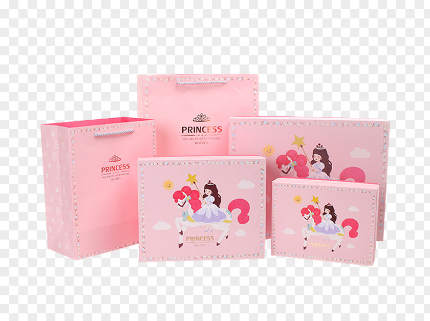 Pink Princess Pattern Gift Box Paper Bag Packaging And Labeling PNG