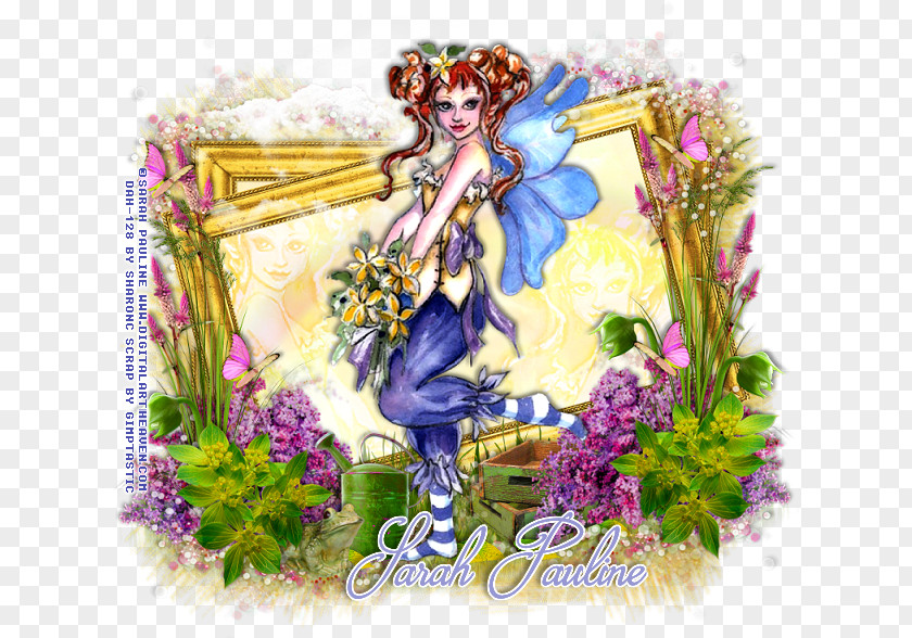 The Fairy Scatters Flowers Floral Design Purple PNG